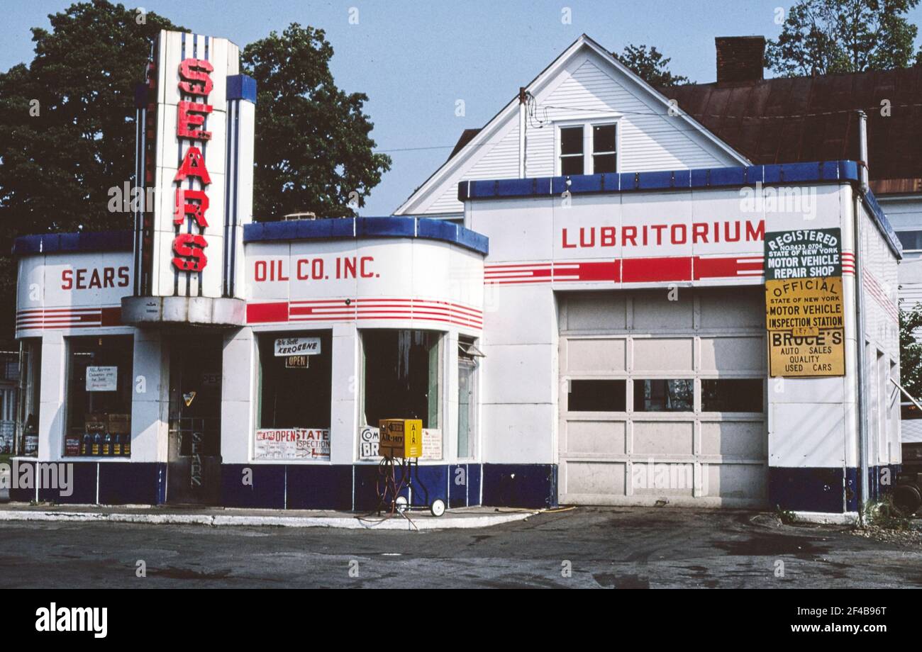 Sears gas station overall view N. James Street Rome New York ca. 1983