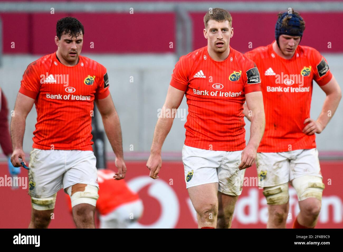 Limerick, Ireland. 19th Mar 2021. Liam Coombes of Munster during the  Guinness PRO14 Round 16 match between Munster Rugby and Benetton Rugby at  Thomond Park in Limerick, Ireland on March 19, 2021 (