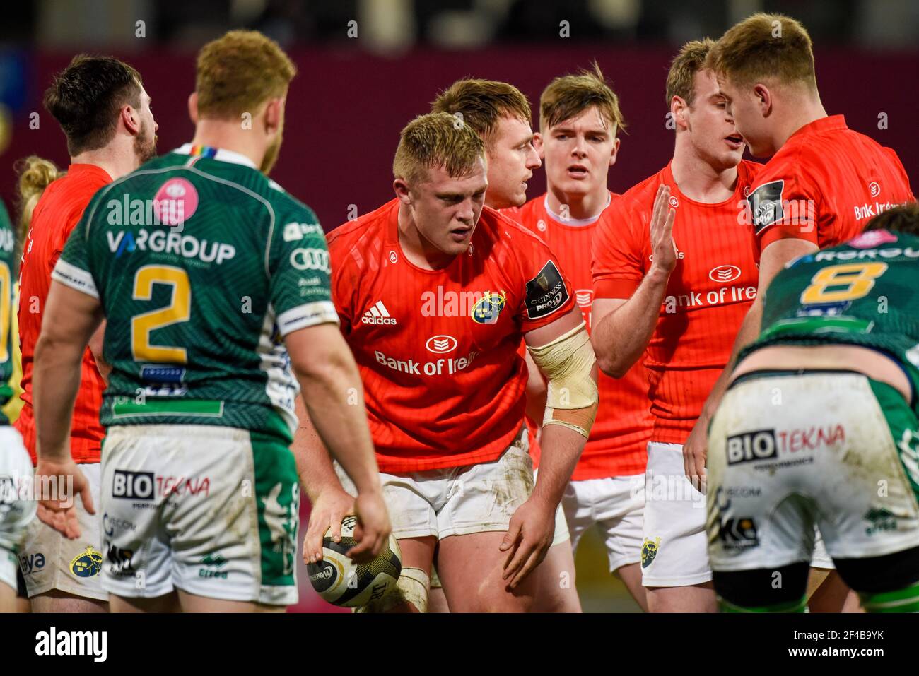 Limerick, Ireland. 19th Mar, 2021. Keynan Knox of Munster during the Guinness PRO14 Round 16 match between Munster Rugby and Benetton Rugby at Thomond Park in Limerick, Ireland on March 19, 2021 (Photo by Andrew SURMA/SIPA USA) Credit: Sipa USA/Alamy Live News Stock Photo