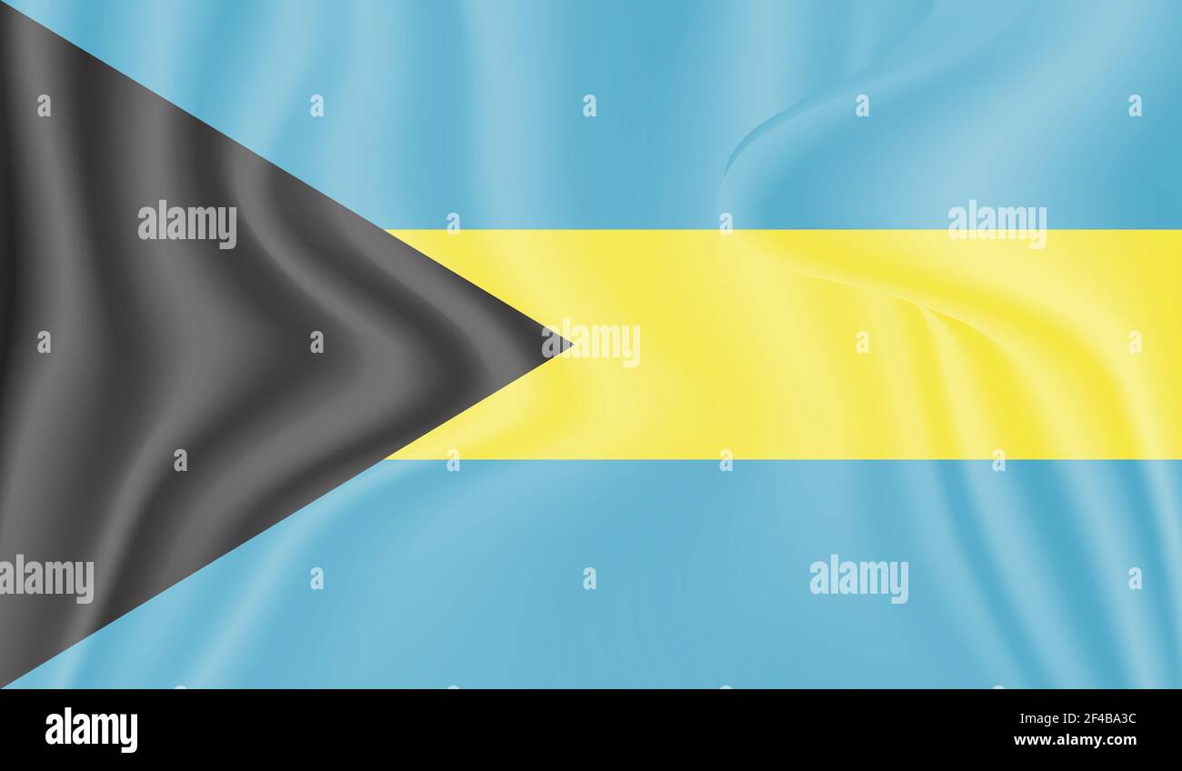 Bahamas flag with waving grunge texture. Vector background. Stock Vector