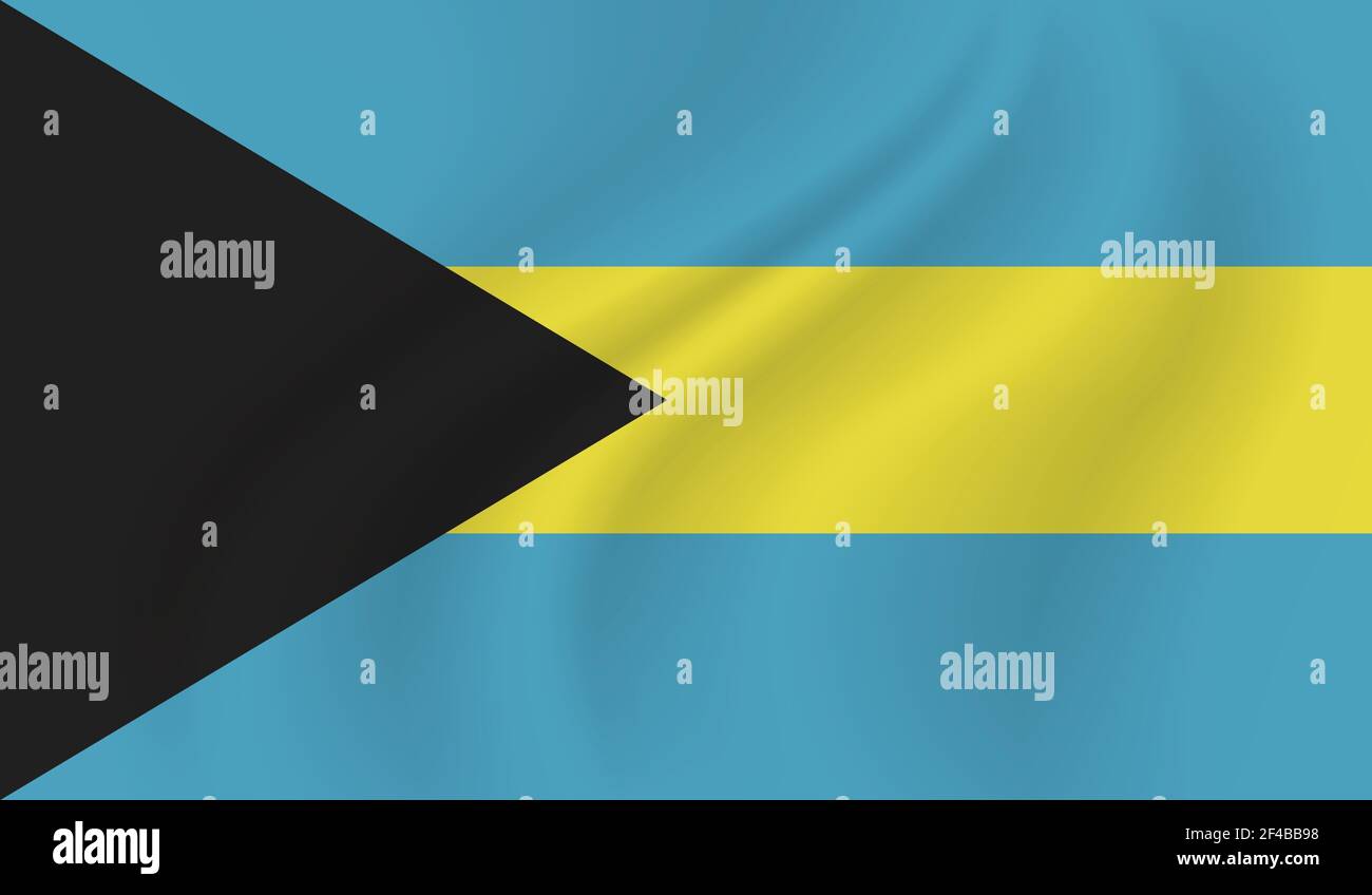 Bahamas flag with waving grunge texture. Vector background. Stock Vector