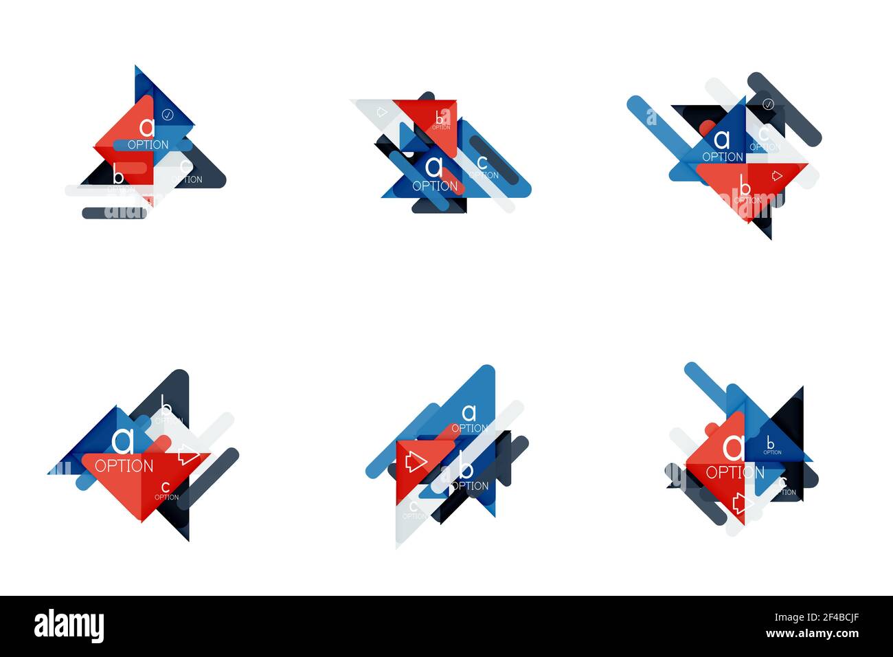 Set of triangle options infographics, data visualization layouts. Set ...
