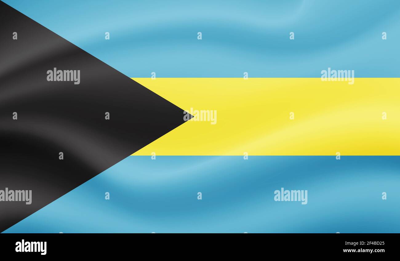 Bahamas flag with waving grunge texture. Vector background. Stock Vector
