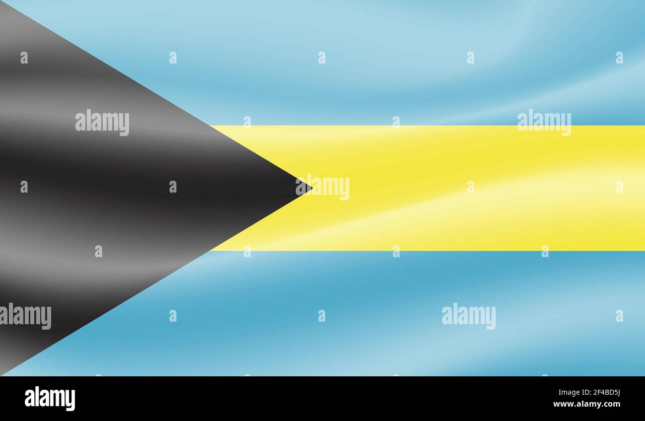 Bahamas flag with waving grunge texture. Vector background. Stock Vector