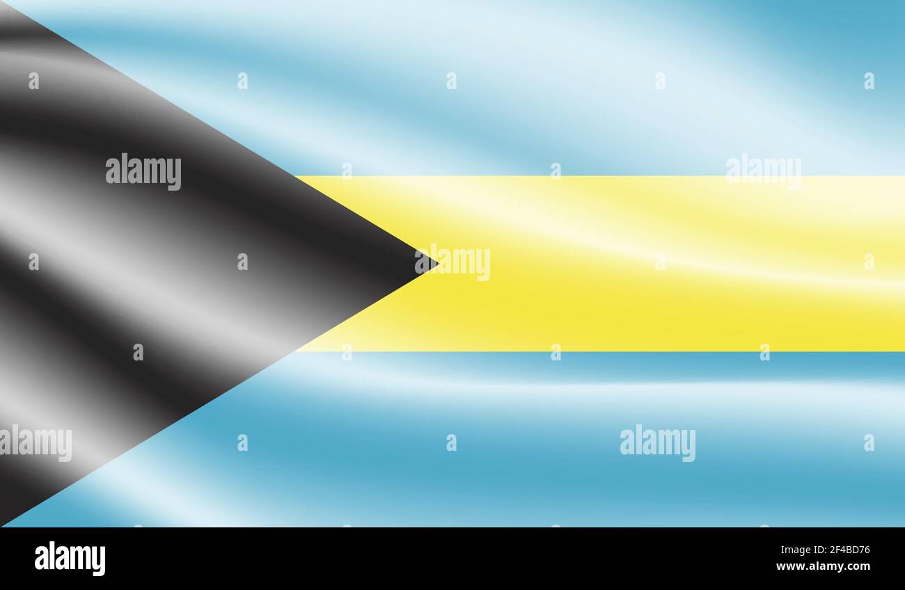 Bahamas flag with waving grunge texture. Vector background. Stock Vector