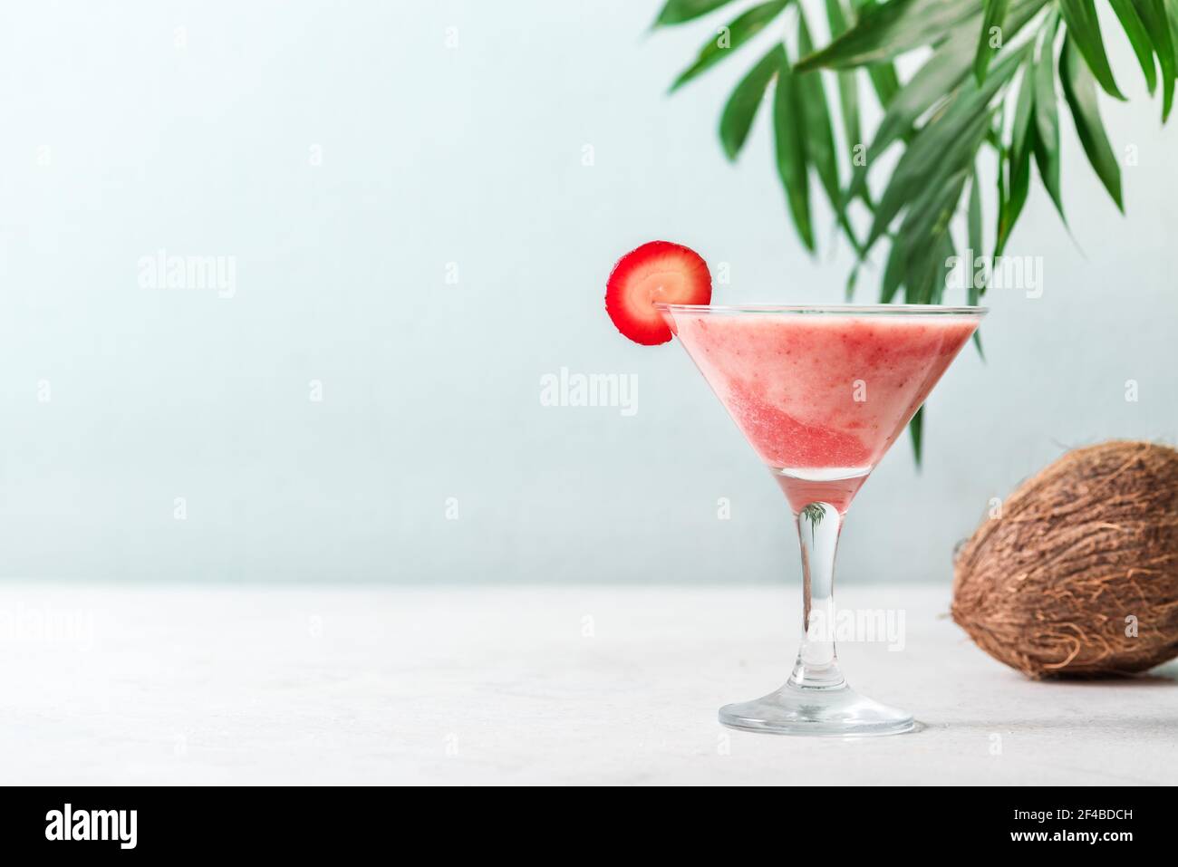Coconut Strawberry Daiquiri or Margarita Cocktail. Frozen summer