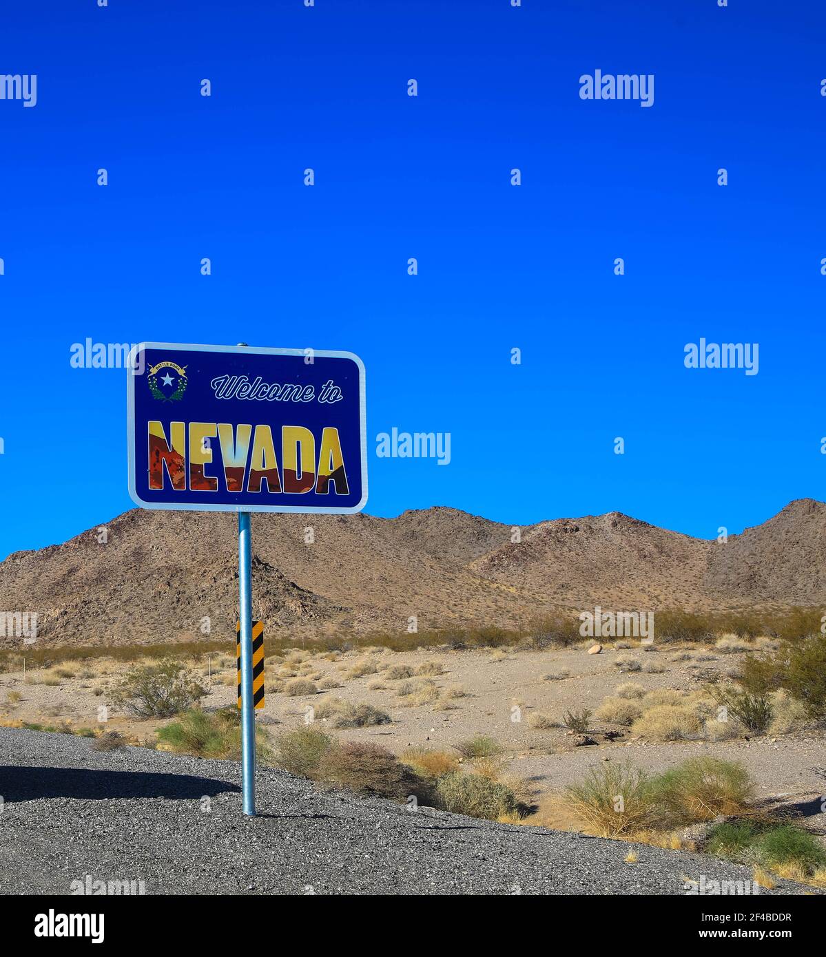 Welcome to Nevada road sign along State Route 373 near Death Valley.  Tourism and vacations concept Stock Photo - Alamy