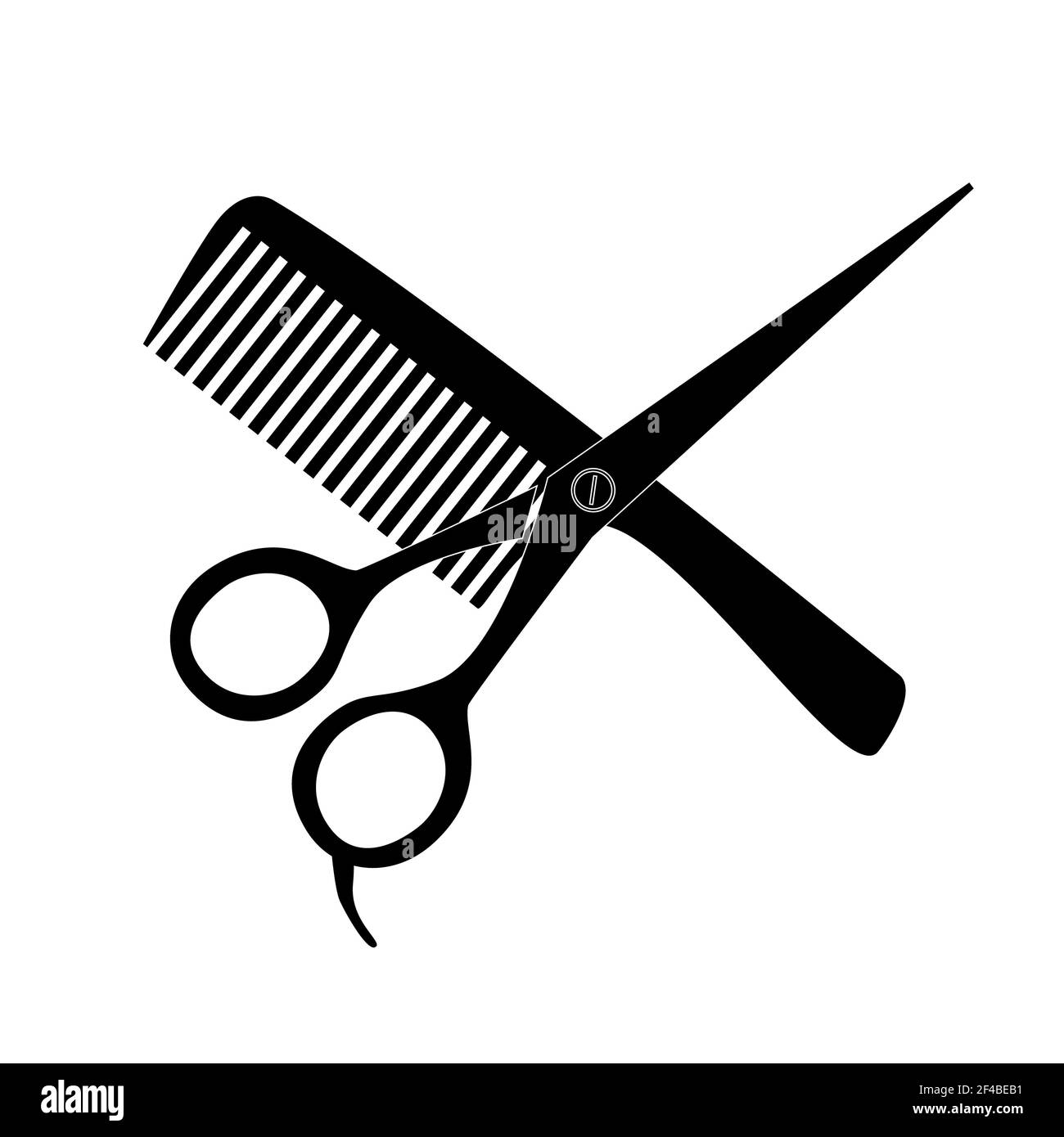 comb and scissors icon on white background. hair salon with scissors and comb sign. barber symbol. flat style. Stock Photo