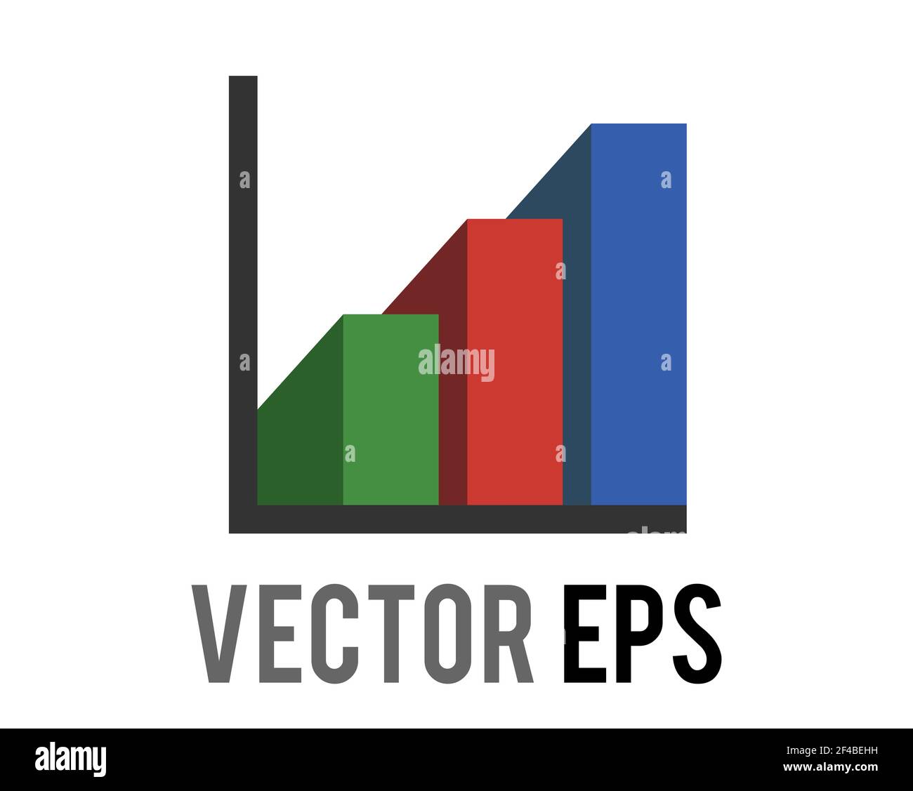 The Vector business presentation summary finance report bar chart icon showing three different colored vertical rectangles Stock Photo