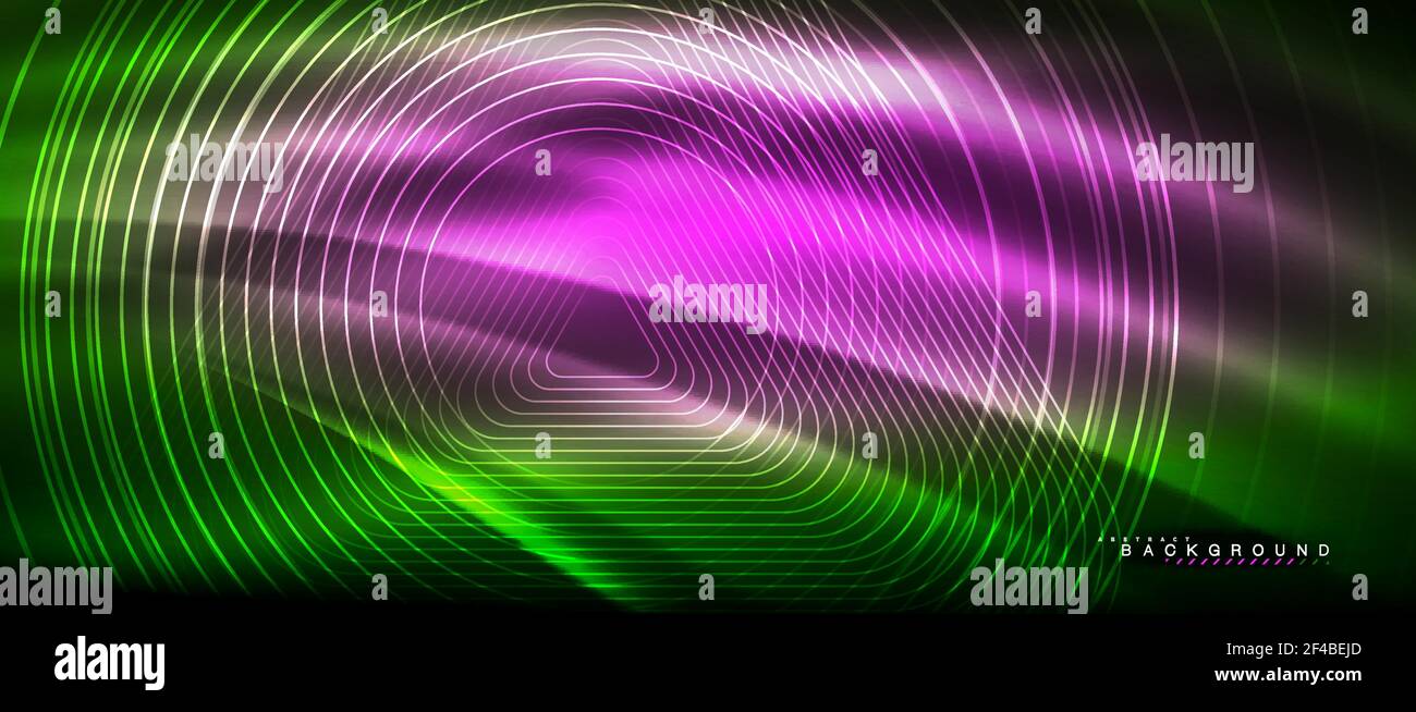 Neon glowing lines, magic energy space light concept, abstract ...