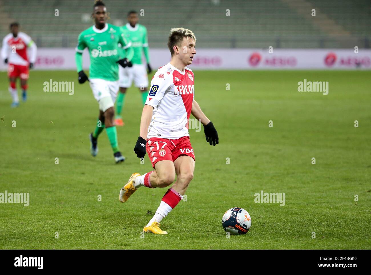 Aleksandr Golovin of Monaco during the French championship Ligue 1 football  match between AS Saint-Etienne (ASSE) and AS Monaco (ASM) on March 19, 2021  at Stade Geoffroy Guichard in Saint-Etienne, France -