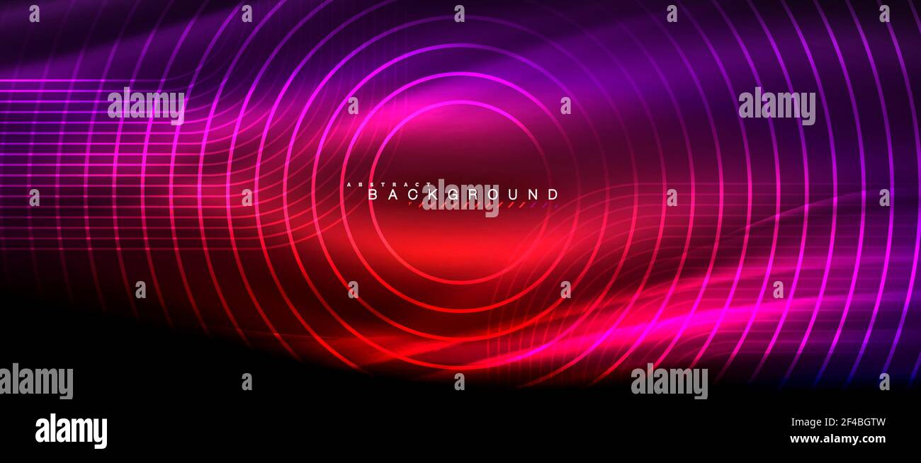 Neon glowing lines, magic energy space light concept, abstract ...