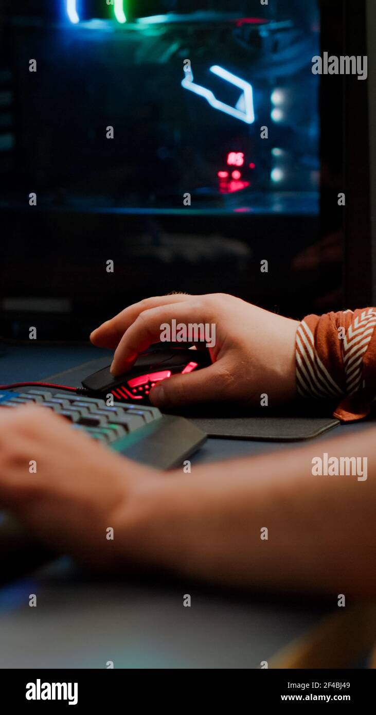 Streamer playing space shooter video hi-res stock photography and ...