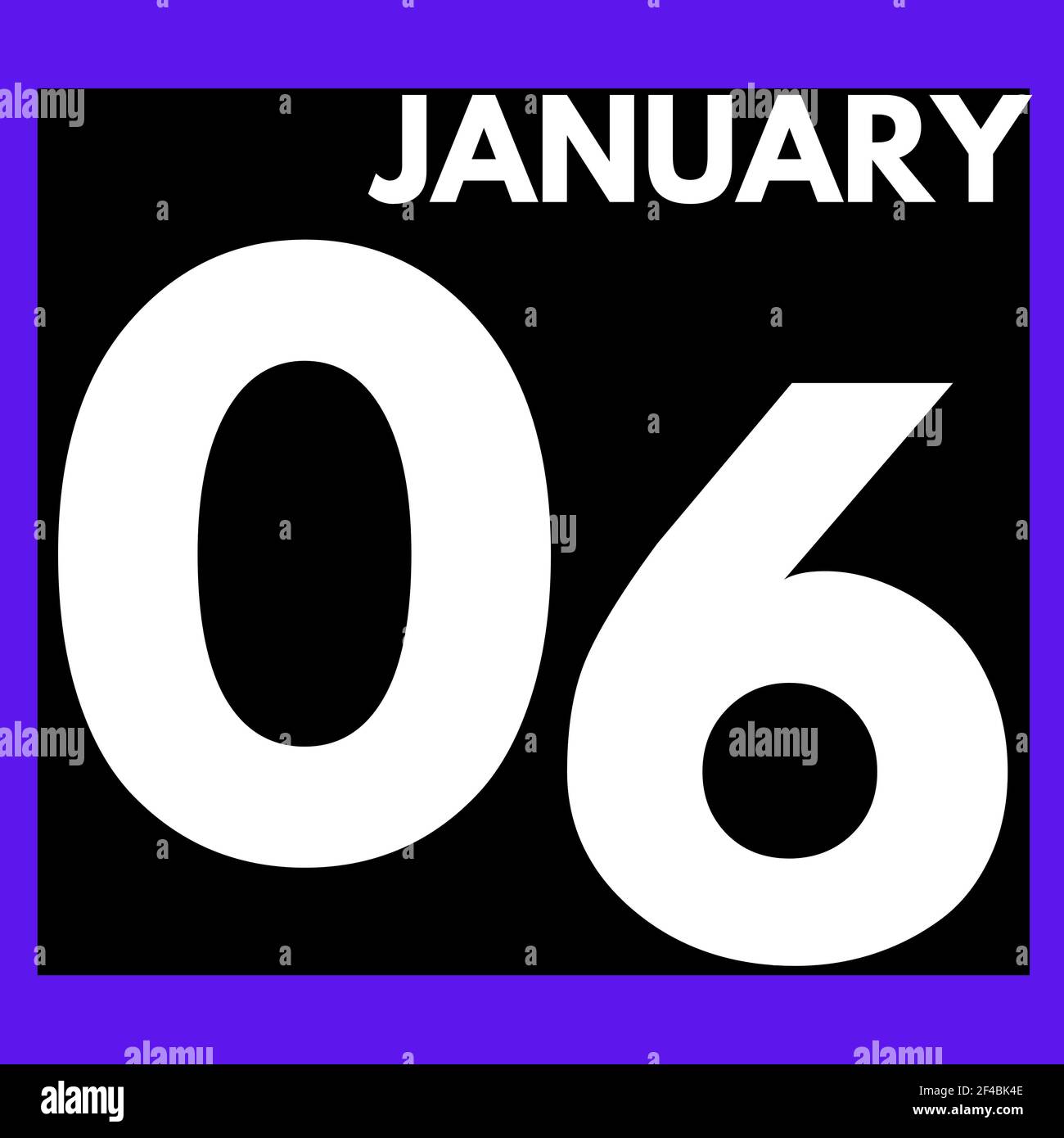 January 6 . Modern daily calendar icon .date ,day, month .calendar for the month of January Stock Photo