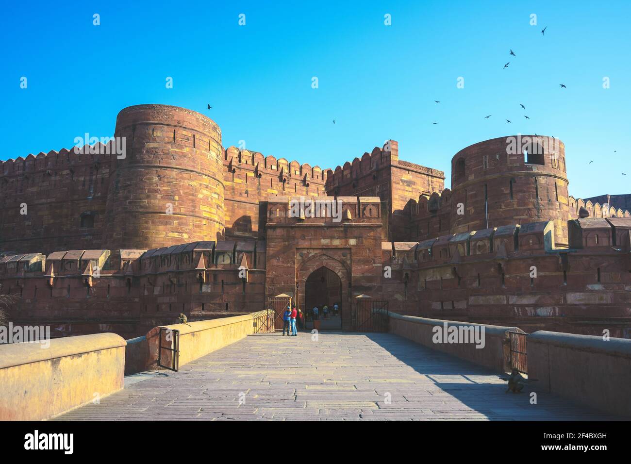 Lahore or Amar Singh Gate of Agra Fort in India Stock Photo