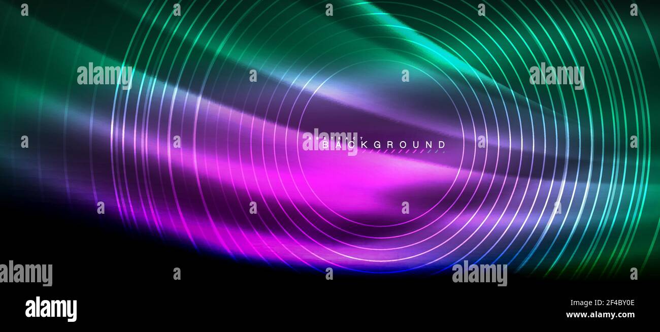 Neon glowing lines, magic energy space light concept, abstract ...