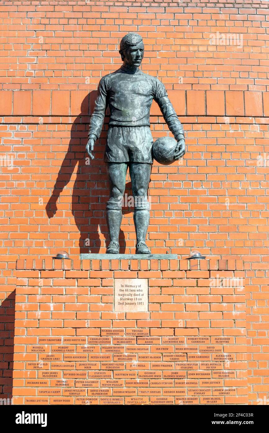 Statue of John Grieg MBE, the Glasgow Rangers captain as a memorial to