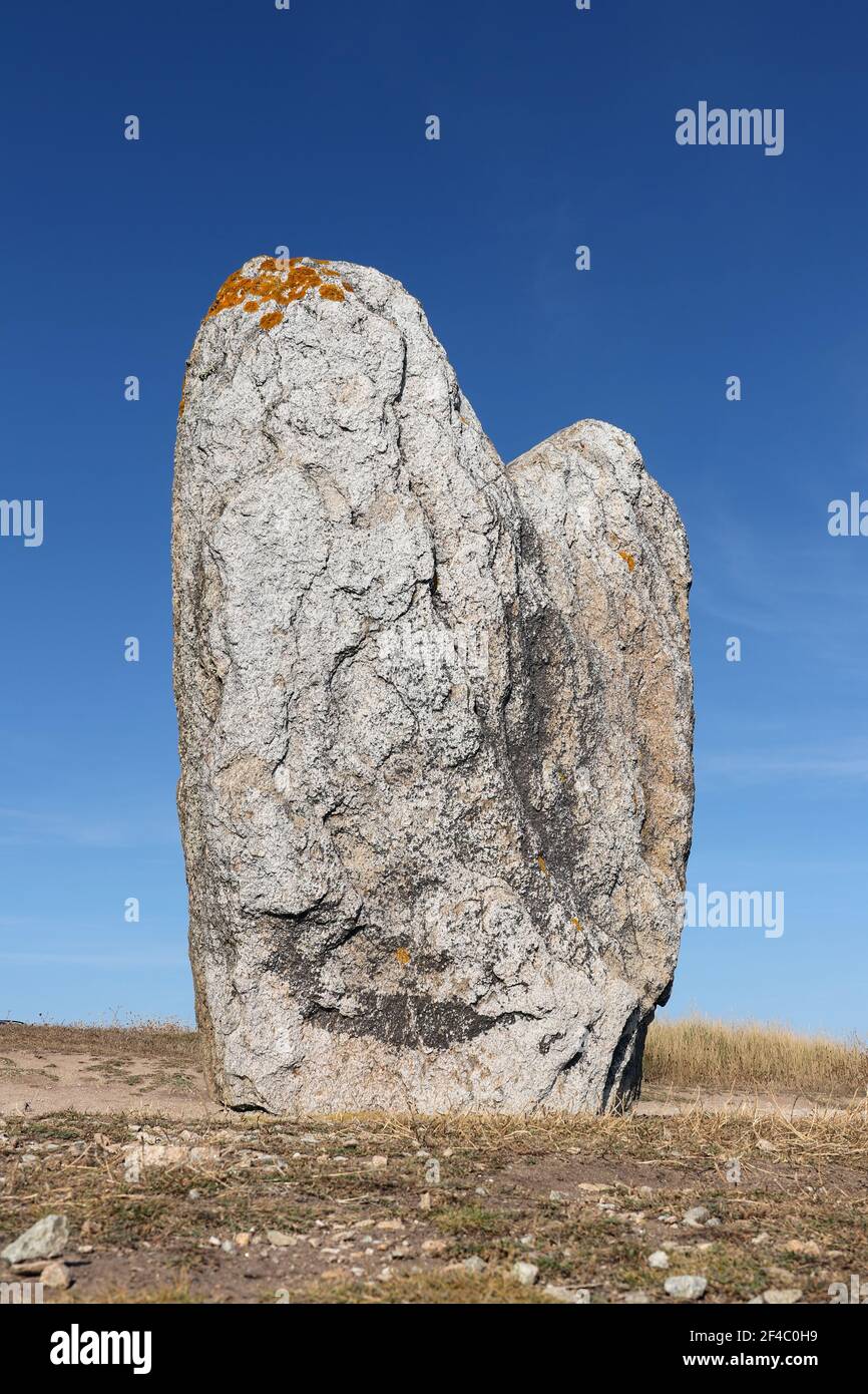Menhir Beg Er Goalennec, Quiberon, department Morbihan in Brittany, France Stock Photo