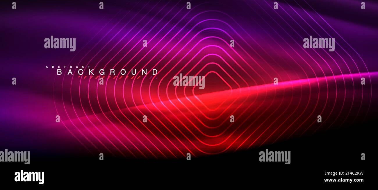 Neon glowing lines, magic energy space light concept, abstract ...