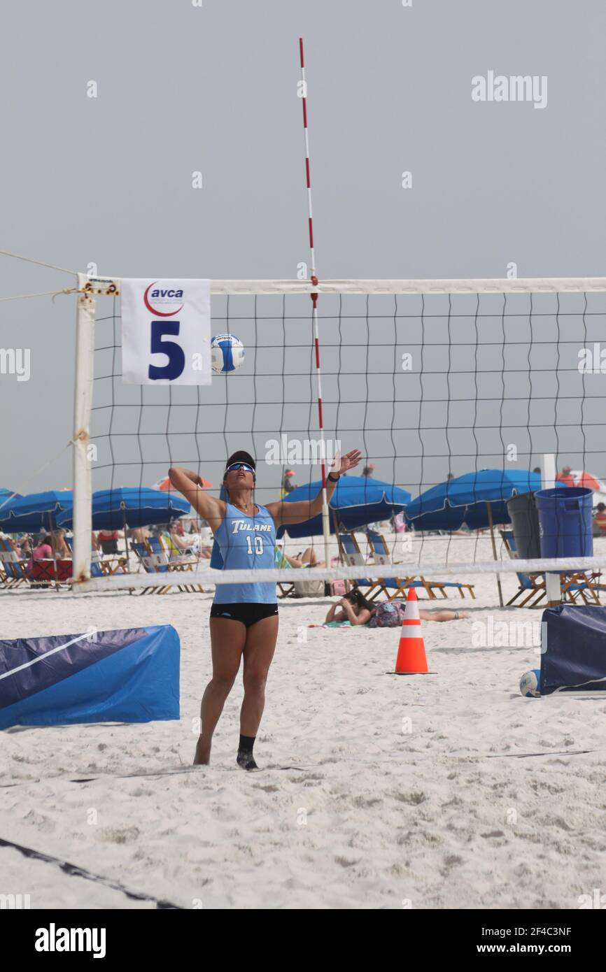 Women's Collegiate Beach Volleyball in Gulf Shores, Alabama, USA Stock