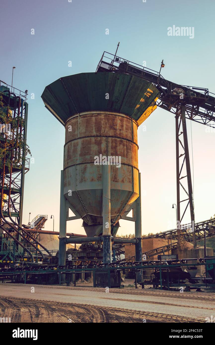 Machinery and equipment in sand quarry, conveyor belt, mining industry Stock Photo Alamy