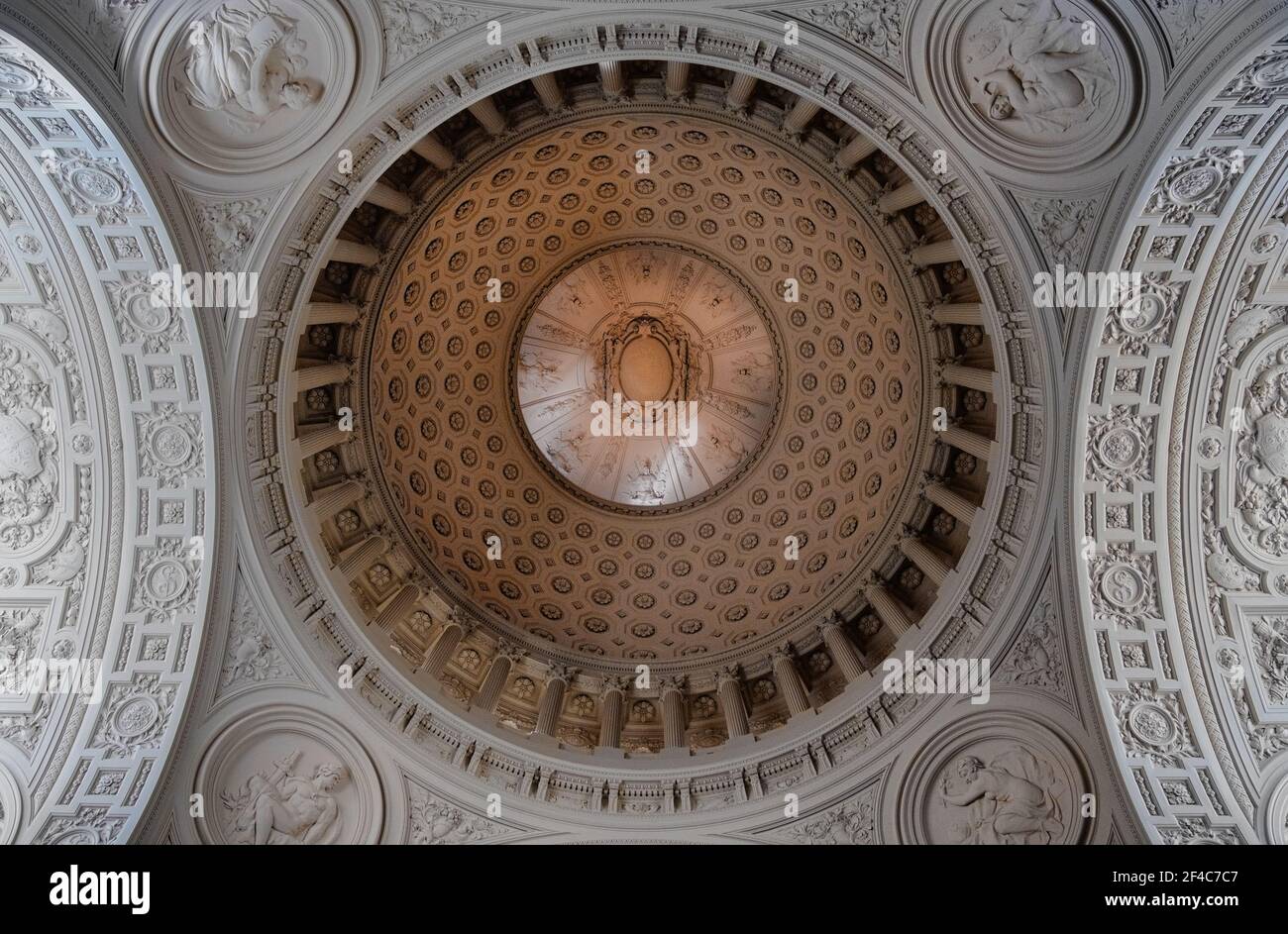 A Baroque dome towers above the rotunda in San Francisco, California's