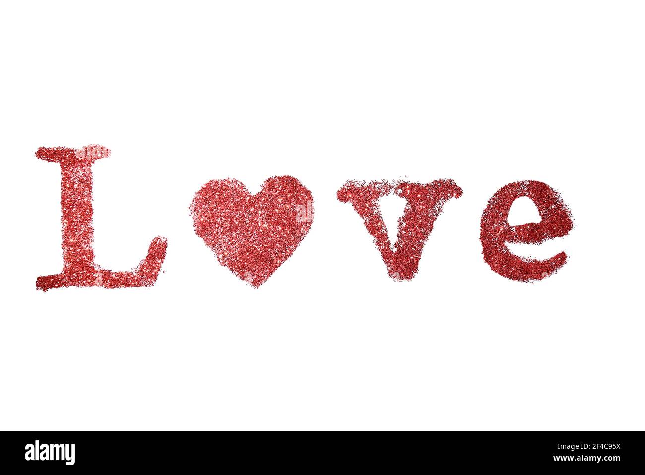 The word love in red letters on a white background. Happy Valentine's Day Stock Photo