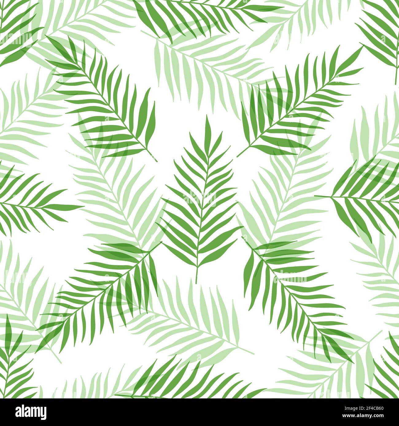Decorative tropical seamless pattern with green palm leaves on a white ...