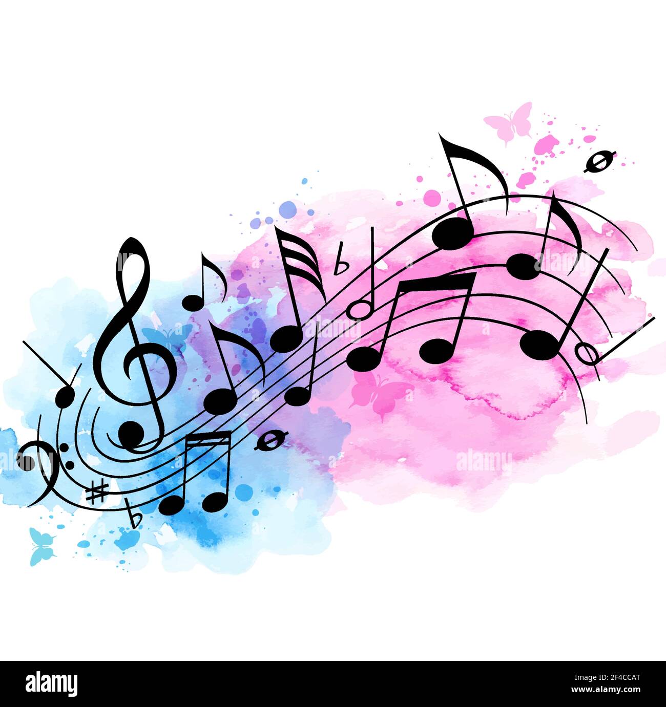 Abstract vector music background with notes and watercolor texture. Music  background with notes and watercolor texture Stock Vector Image & Art -  Alamy