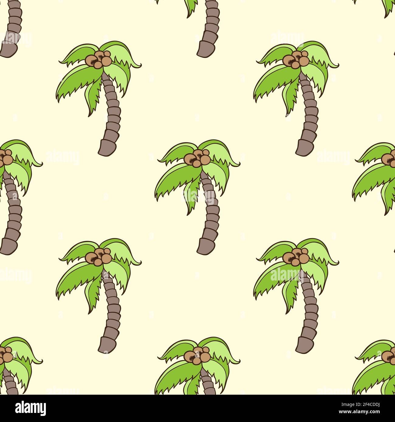 Tropical summer seamless pattern with coconut palm. Vector illustration ...