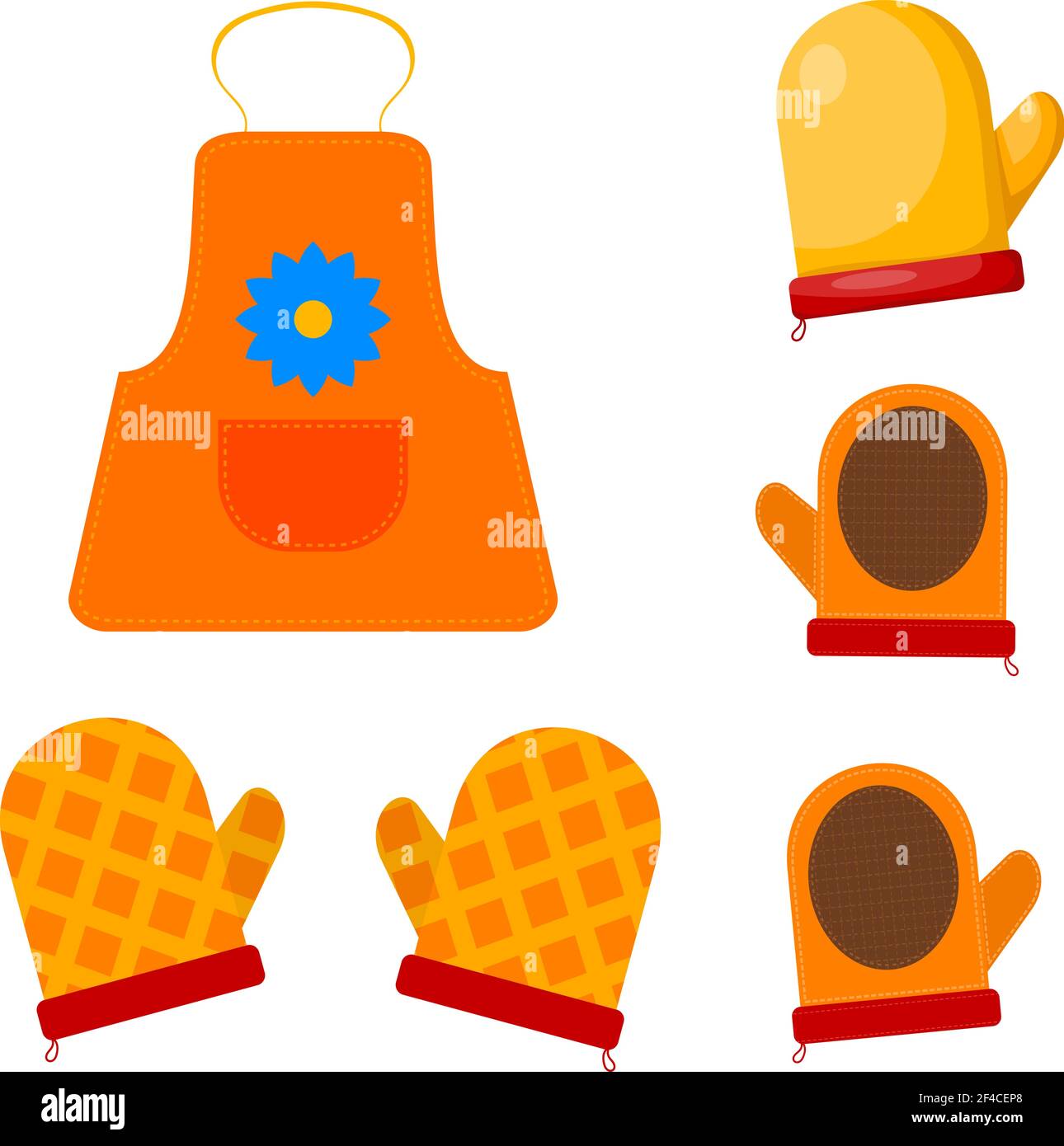 Vector illustration of kitchen items. Set of cardboard images of