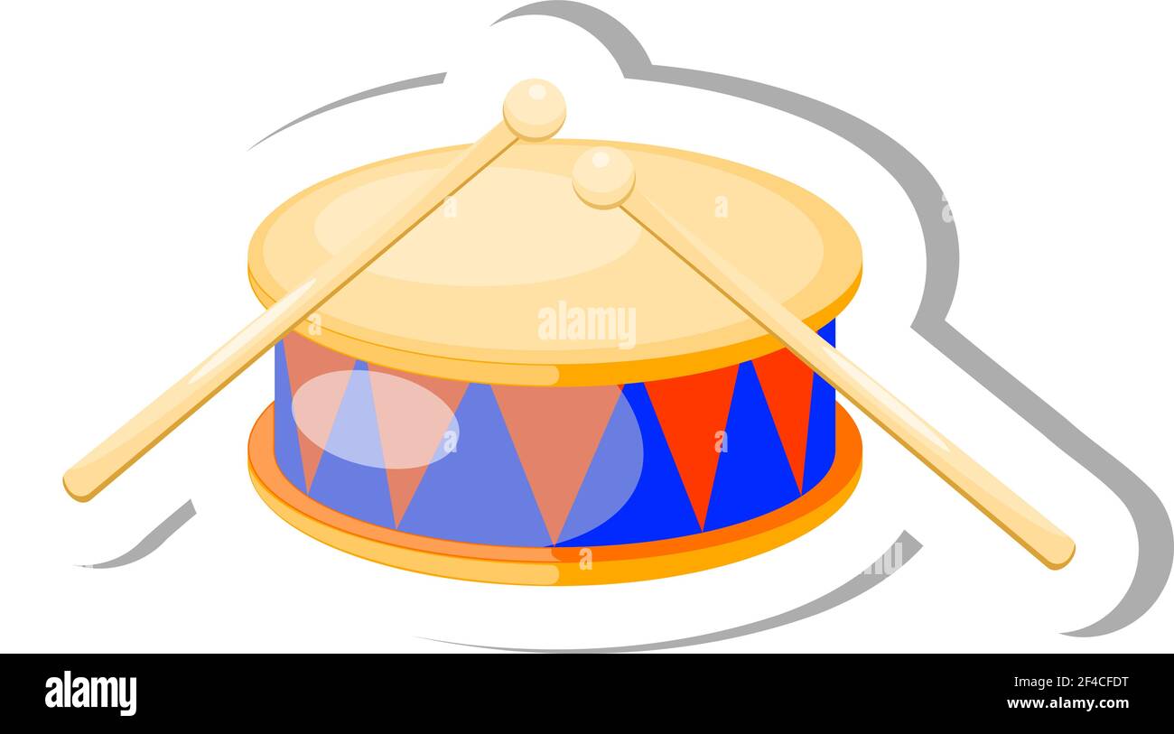 Color vector Cartoon musical instrument drum on a white background ...