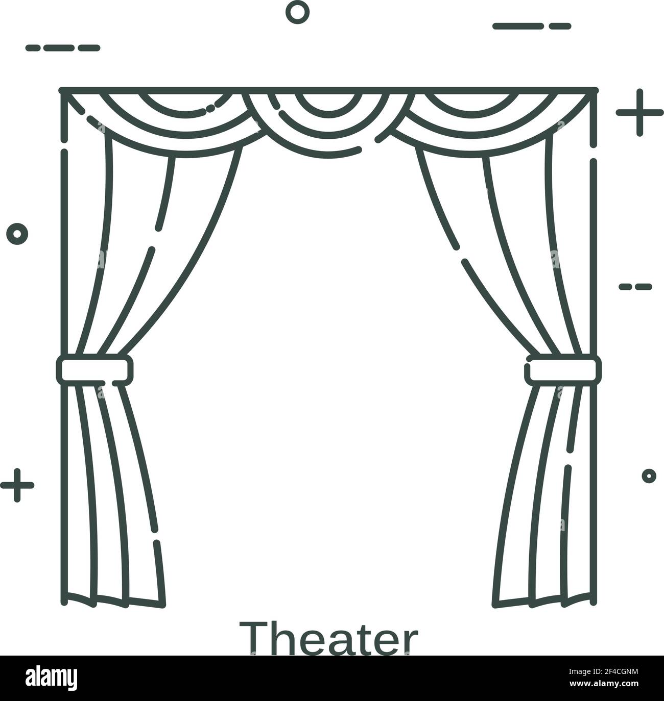 Theatrical scenes in a linear style. Line icon isolated on white background. Vector illustration. Stock Vector