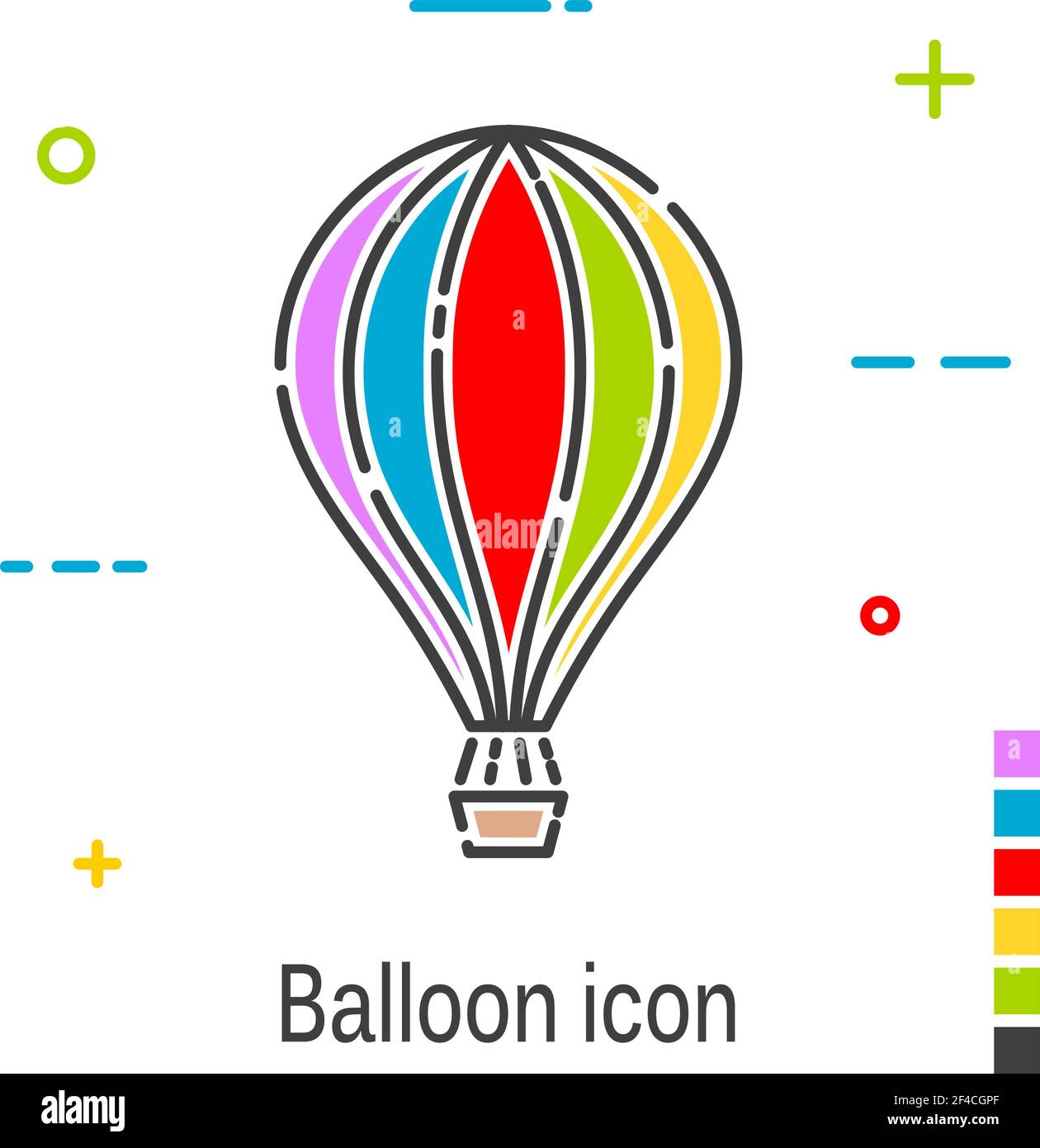 Color balloon in a linear style. Line icon isolated on white background. Vector illustration. Stock Vector