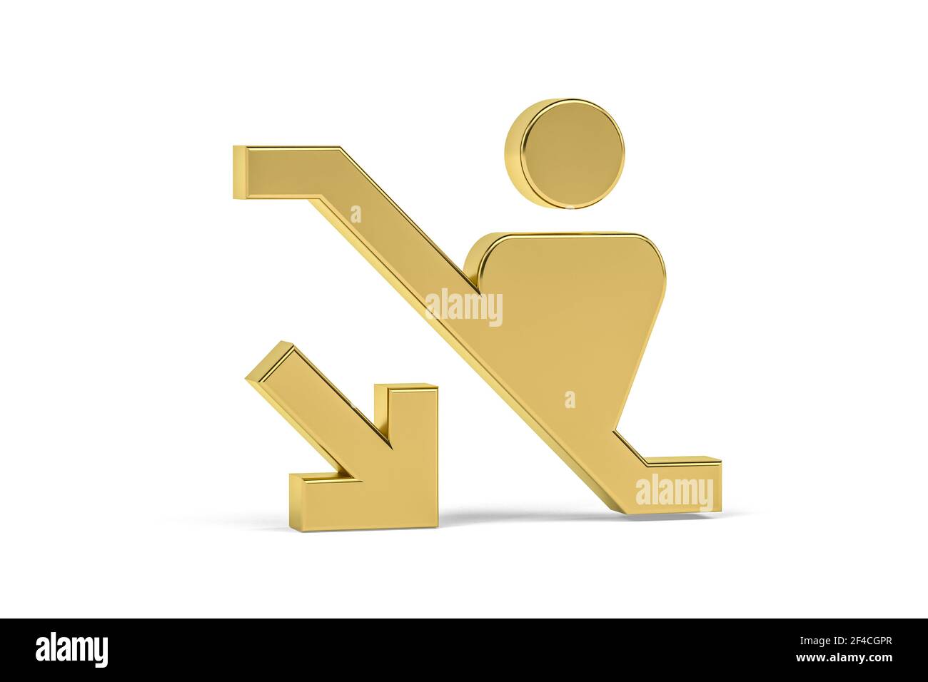 Golden 3d escalator icon isolated on white background - Signs at the airport - 3D render Stock Photo