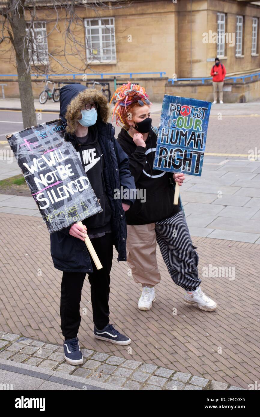 Walk for Freedom in protest at the Police, Crime, Sentencing & Courts Bill, which will restrict the democratic right to peaceful protest. This was a C Stock Photo