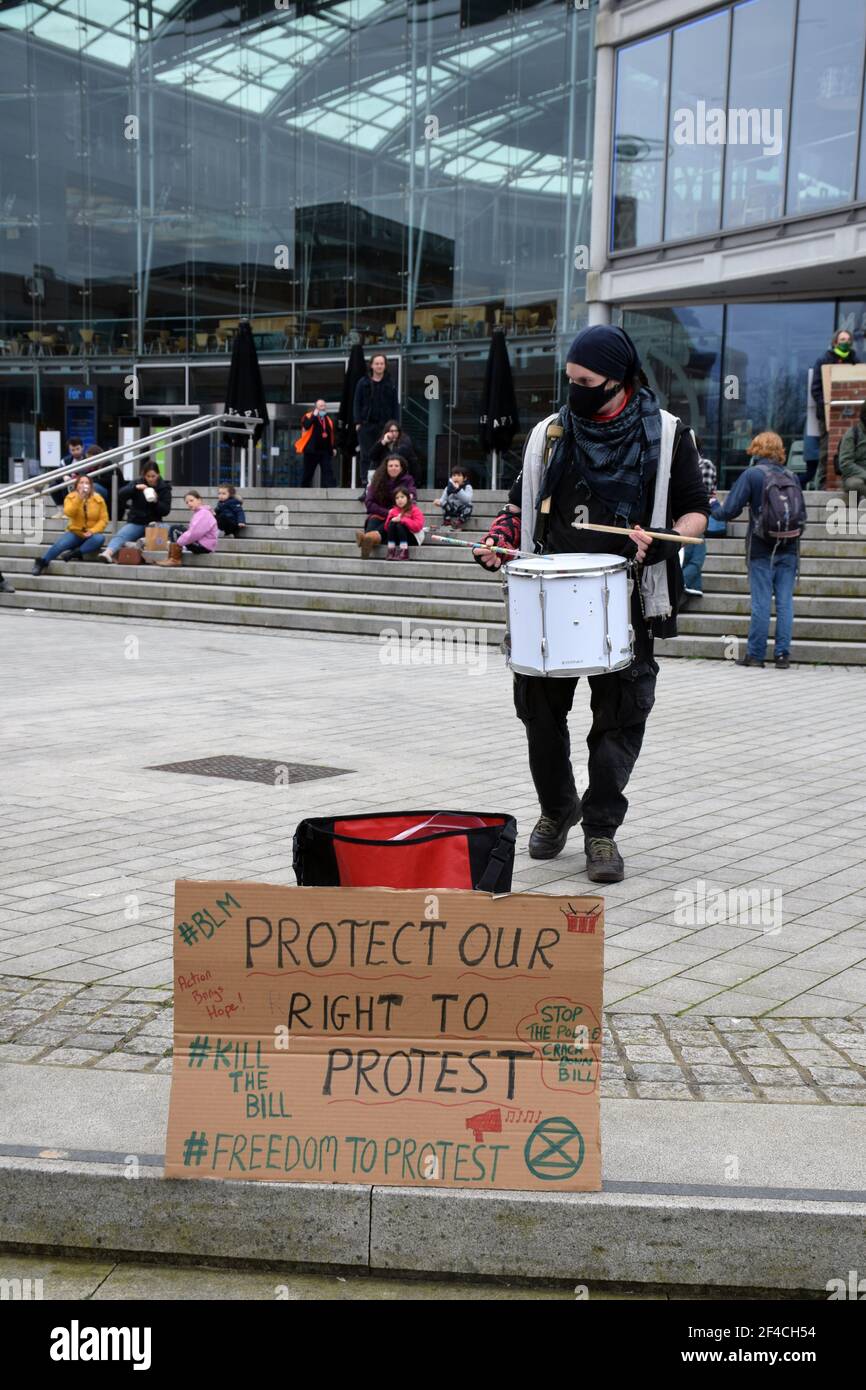 Walk for Freedom in protest at the Police, Crime, Sentencing & Courts Bill, which will restrict the democratic right to peaceful protest. This was a C Stock Photo