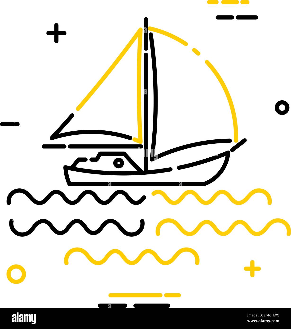 Flat linear simple yacht icon on a white background. Vector ...