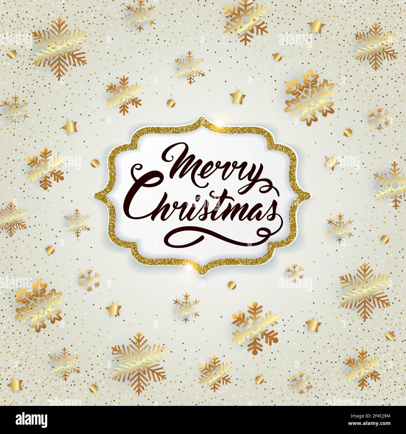 Christmas golden glittering background with snowflakes and confetti ...