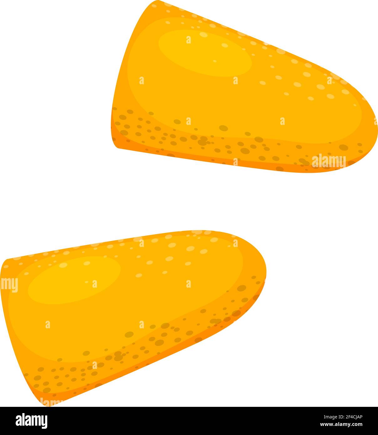 Vector illustration of yellow ear plugs on a white background. Cartoon