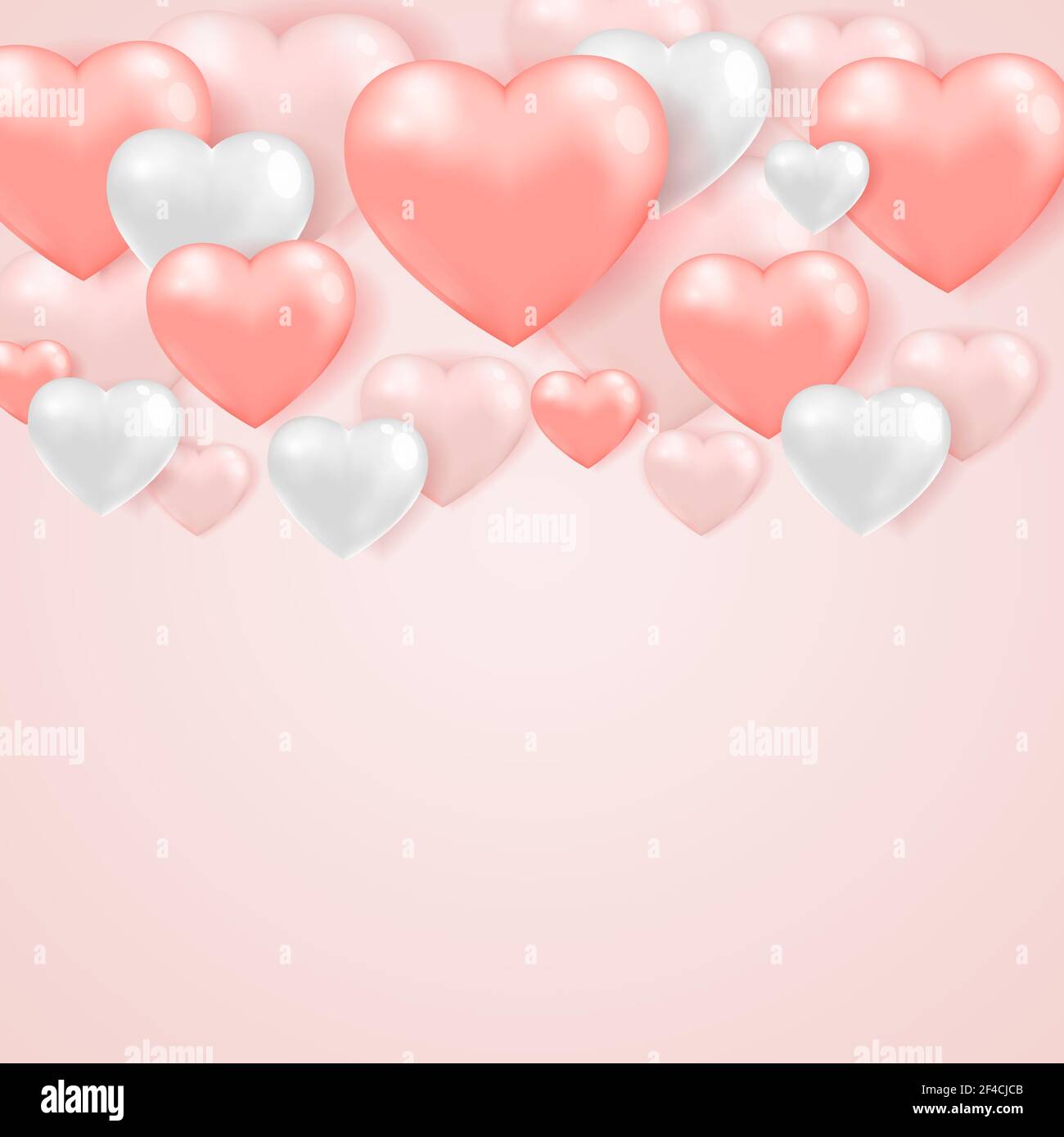 Saint Valentine’s day greeting card with pink and white hearts on a ...