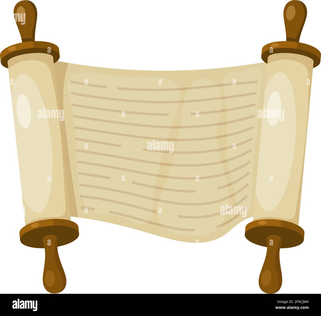 Vector illustration of papyrus on a white background. Scroll paper. Cartoon image of the Torah in the unfolded state. Stock Vector