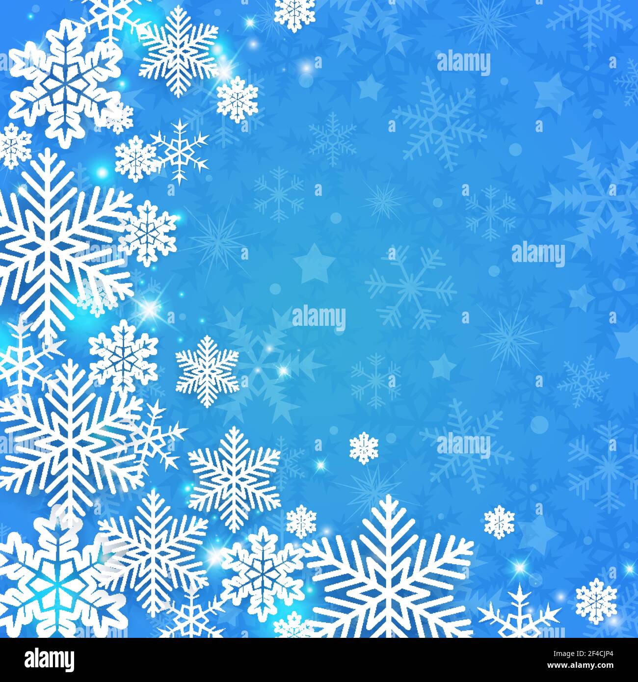Blue abstract Christmas background with white snowflakes. Design for ...