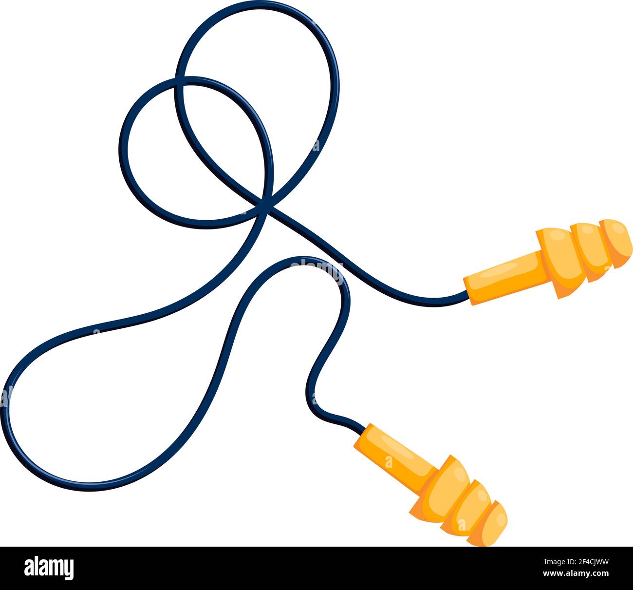 Vector illustration of modern yellow ear plugs on a white background
