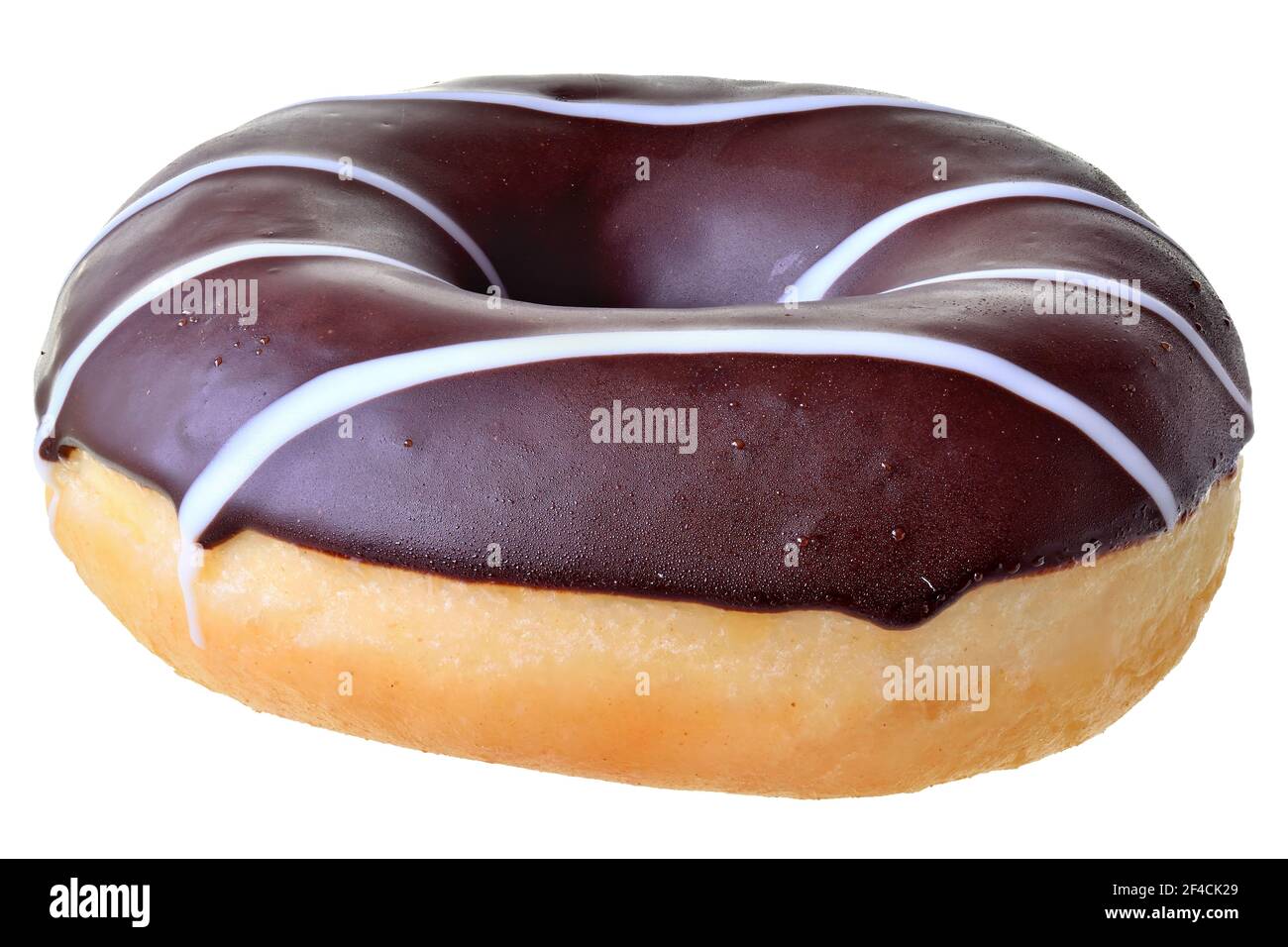 Chocolate glazed donut isolated white background Stock Photo - Alamy