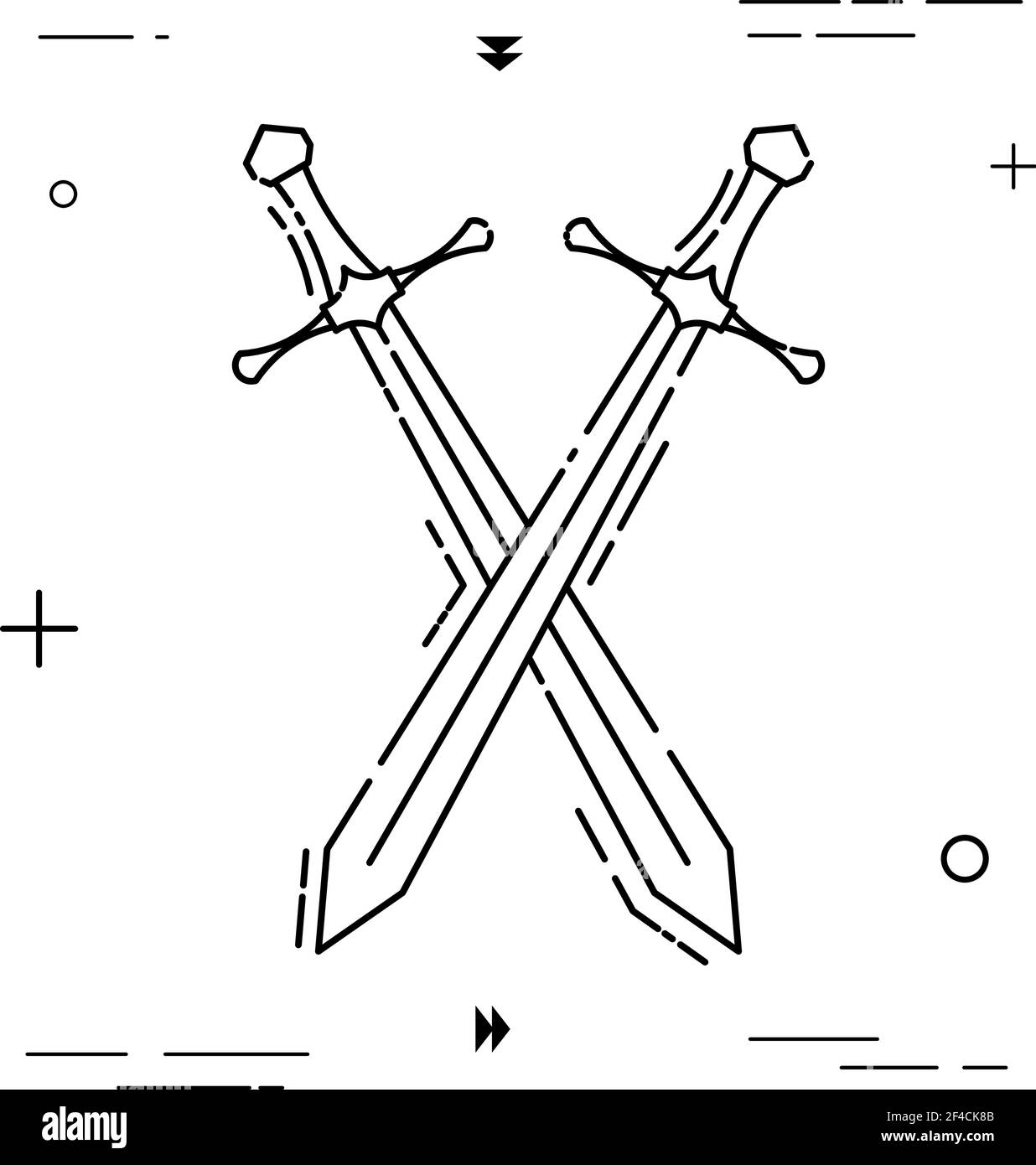 Mark with Two crossed swords and three dots.