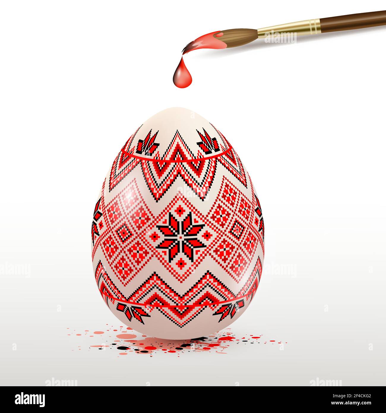 Hand painted decorative Easter egg and paintbrush. Ukrainian ...
