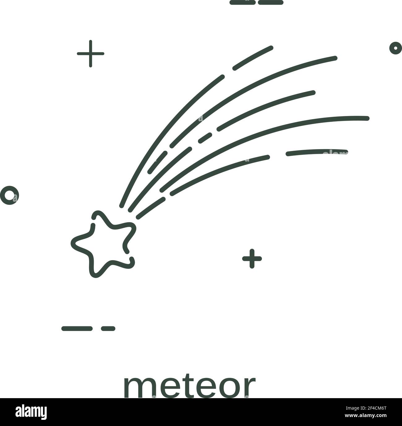 Simple flat icon of a shooting star on a white background. Linear style. Symbol of a meteorite. Atmospheric phenomenon. Vector illustration Stock Vector
