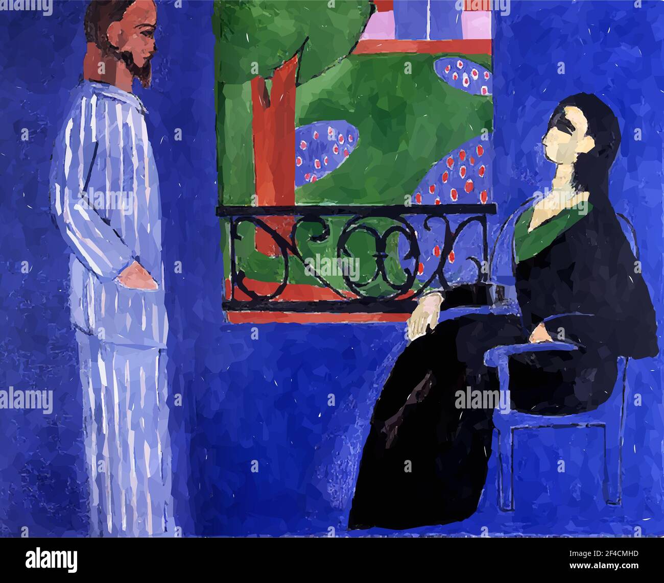 digital altered The Conversation by Henri Matisse 1911. Hermitage Museum in Saint Petersburg, Russia Stock Photo