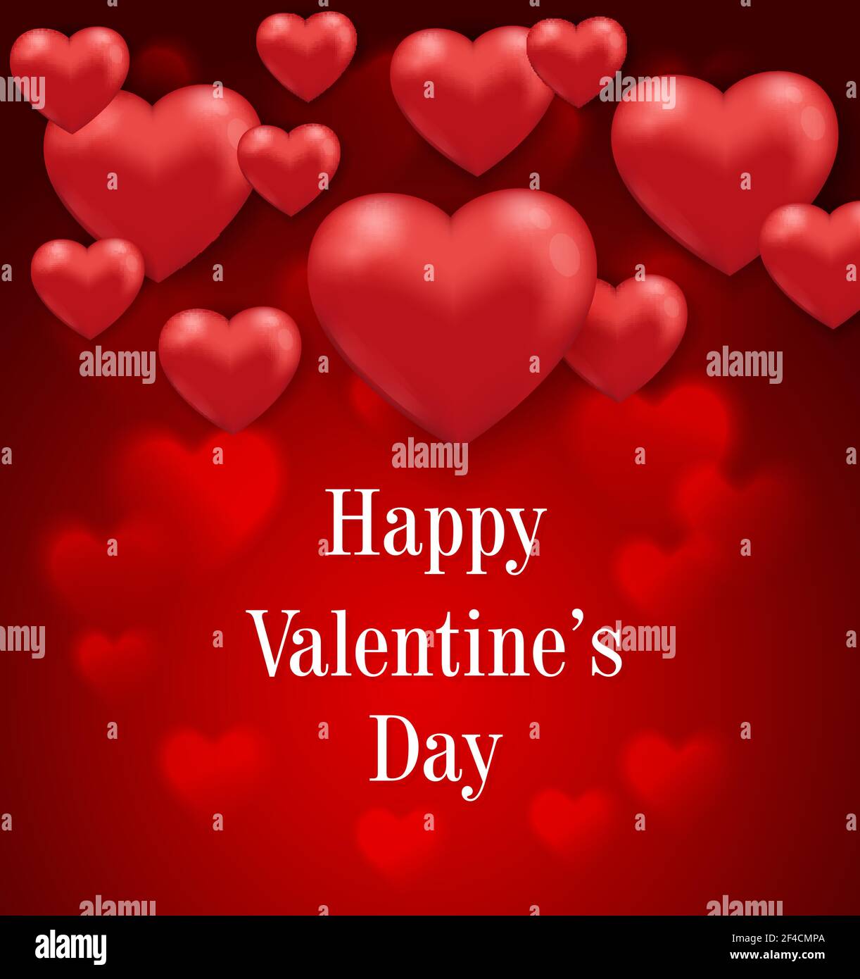 Saint Valentine’s day greeting card with red hearts on a red background ...